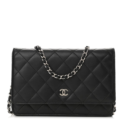 Chanel Lambskin Quilted Wallet On Chain WOC Black 1 of 13
