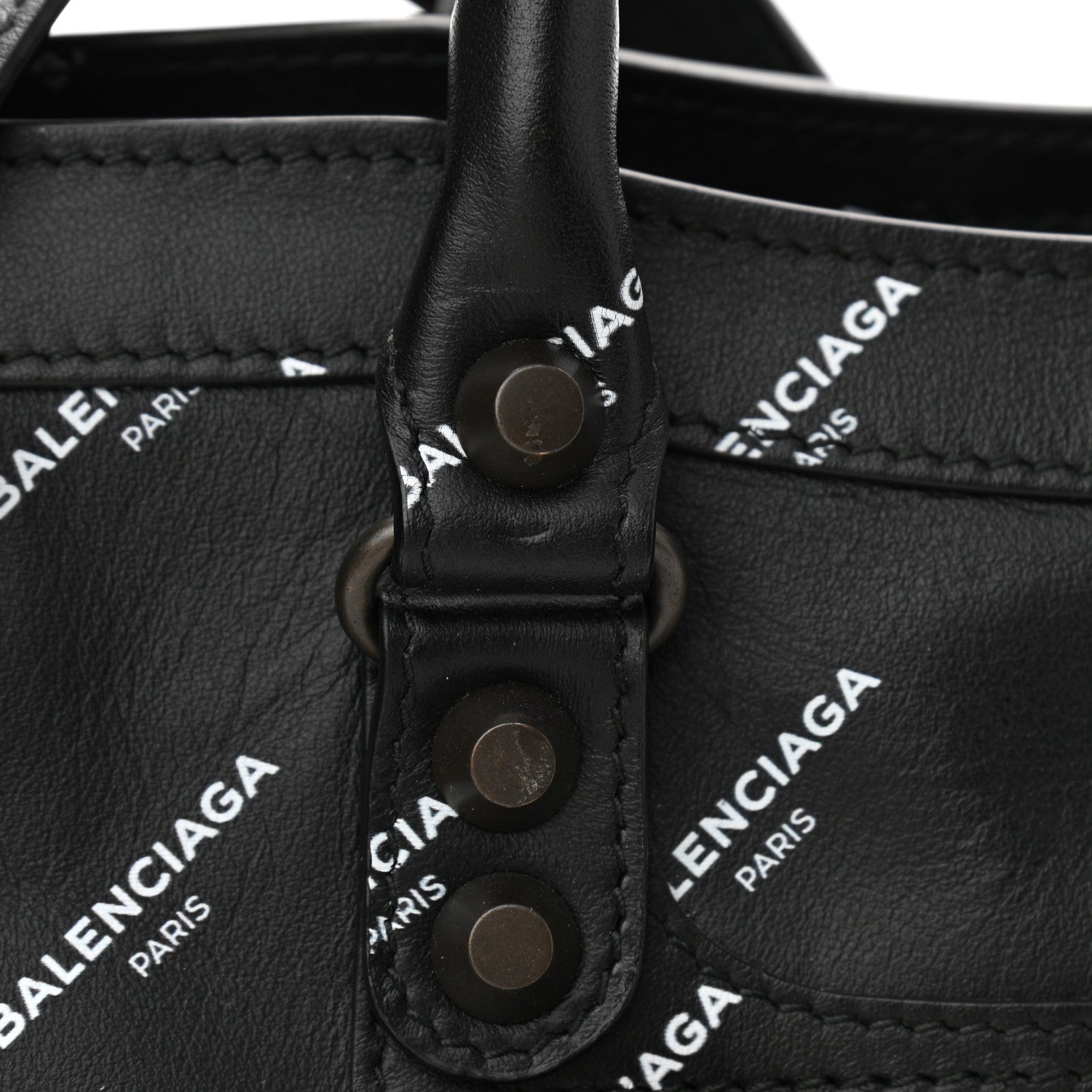 Balenciaga Veau Allover Logo Classic Hardware S City Black White 11 of 11
