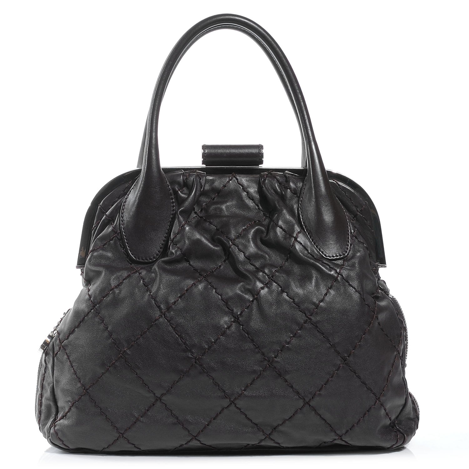 Chanel Lambskin Expandable Stitched Frame Top Bag Black 1 of 7