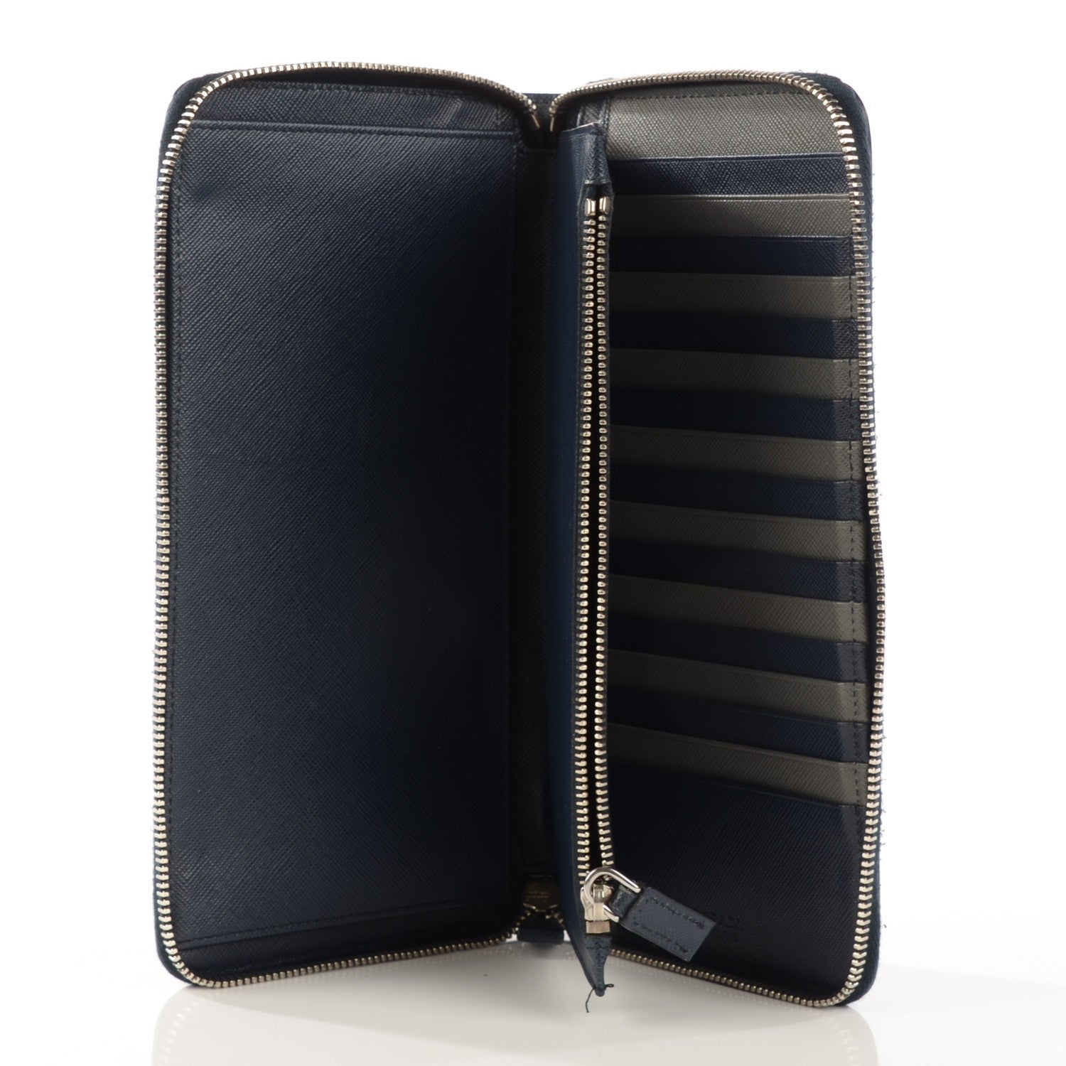 Prada Saffiano Zip Around Organizer Wallet Baltico 5 of 7