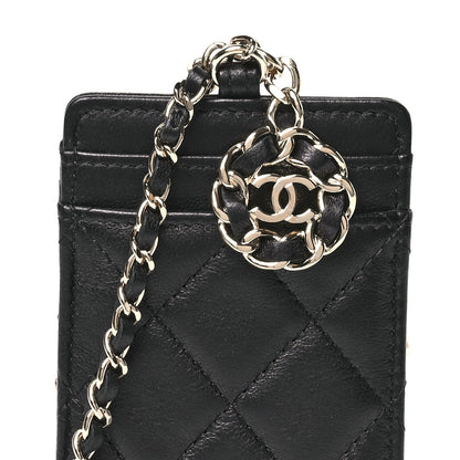 Chanel Lambskin Quilted Card Holder On Chain Black 9 of 12