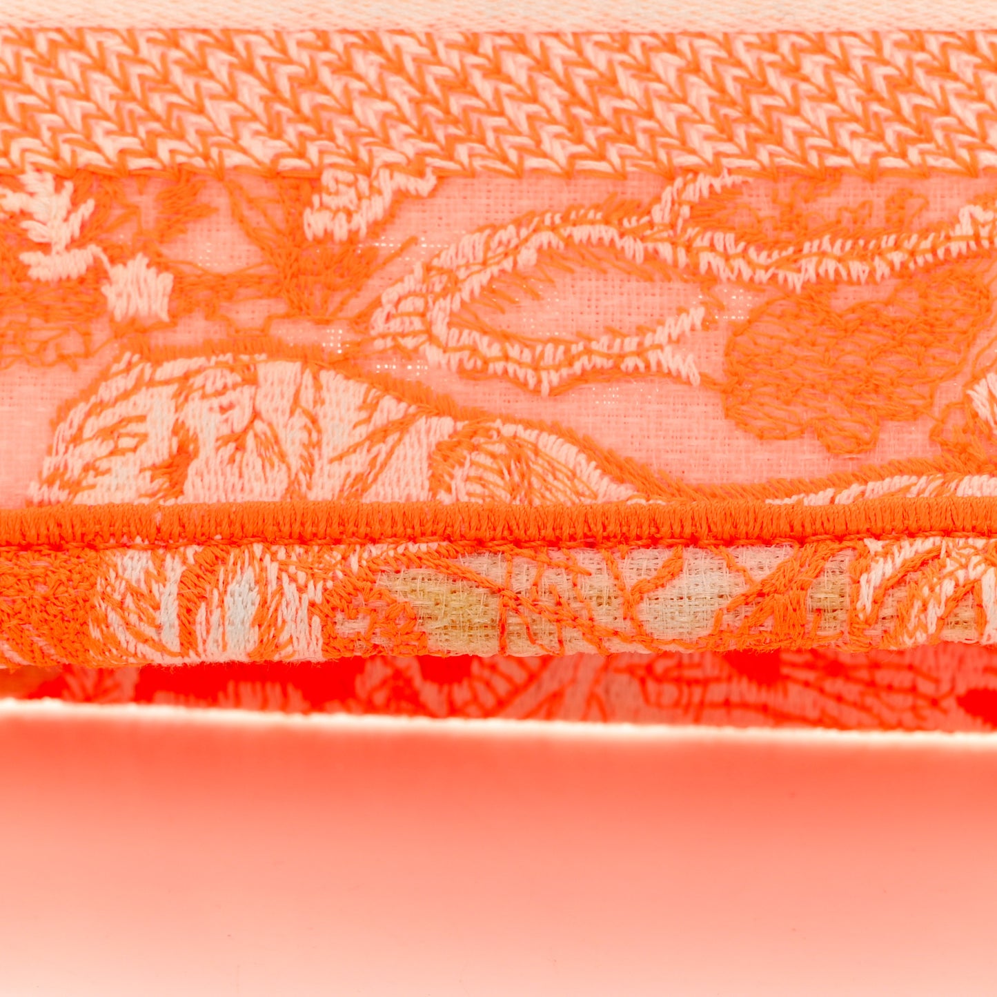 Canvas Embroidered Mini Toile De Jouy Book Tote Orange