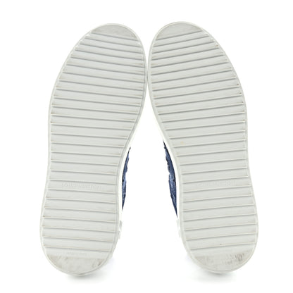 Louis Vuitton Denim Monogram Debossed Time Out Sneakers 37.5 Blue 5 of 9