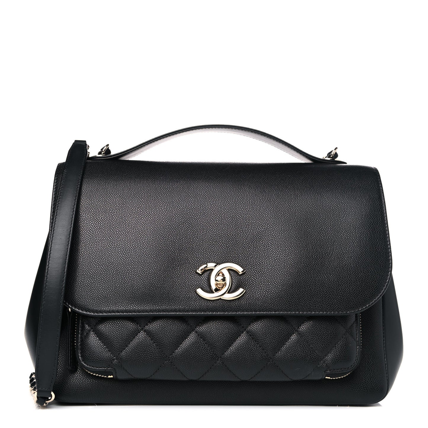 Caviar Quilted Large Business Affinity Flap Black