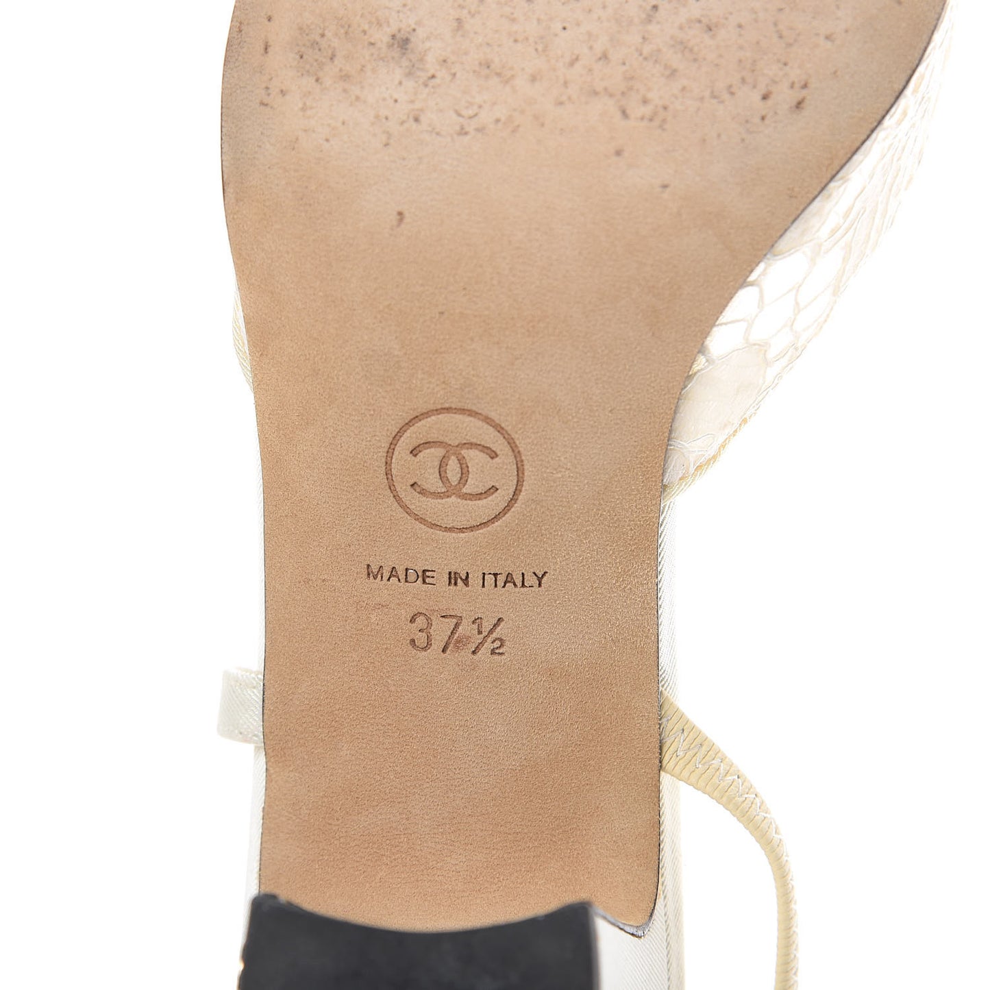Lace Grosgrain Cap Toe CC Slingback Pumps 37.5 White Black