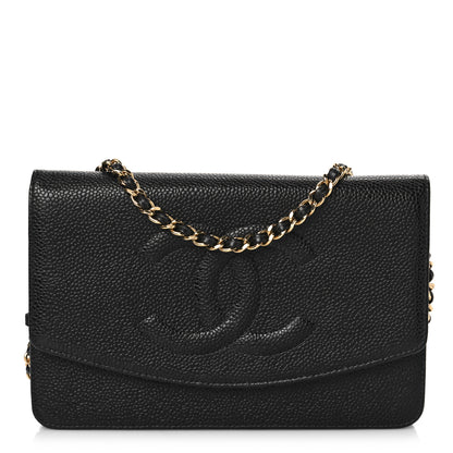 Chanel Caviar Timeless CC Wallet On Chain WOC Black 1 of 11