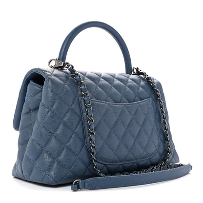 Chanel Caviar Quilted Small Coco Handle Flap Blue 3 of 10