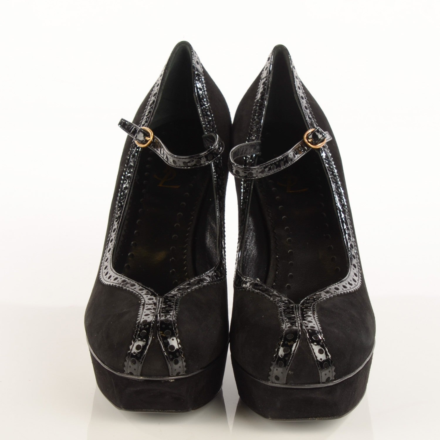 Saint Laurent Suede Patent Mary Jane Tribute 75 Platform Pumps 42 Black 2 of 7