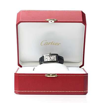Cartier Stainless Steel Alligator 19mm Tank Americaine Quartz Watch Blue 7 of 7