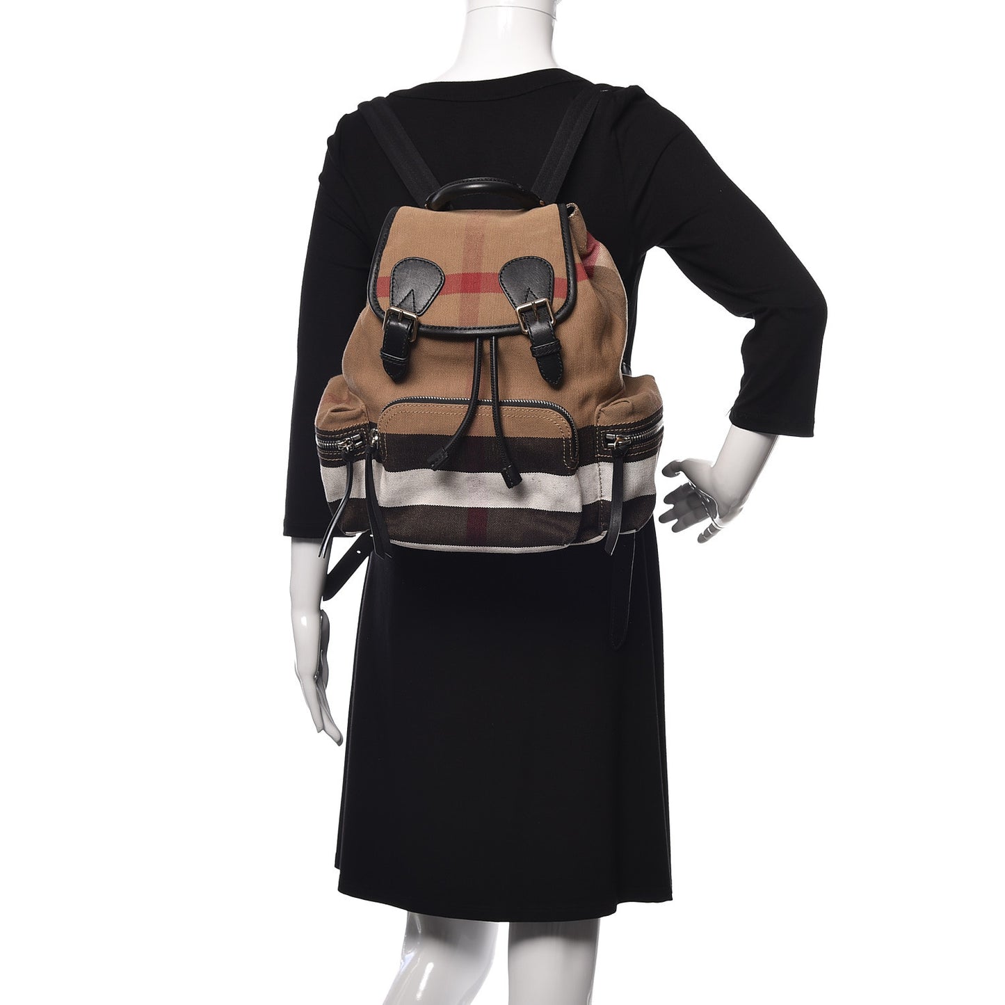 Canvas Mega Check Medium Rucksack Backpack Black