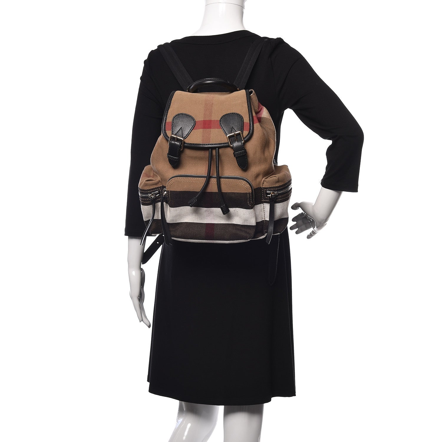 Burberry Canvas Mega Check Medium Rucksack Backpack Black 2 of 8
