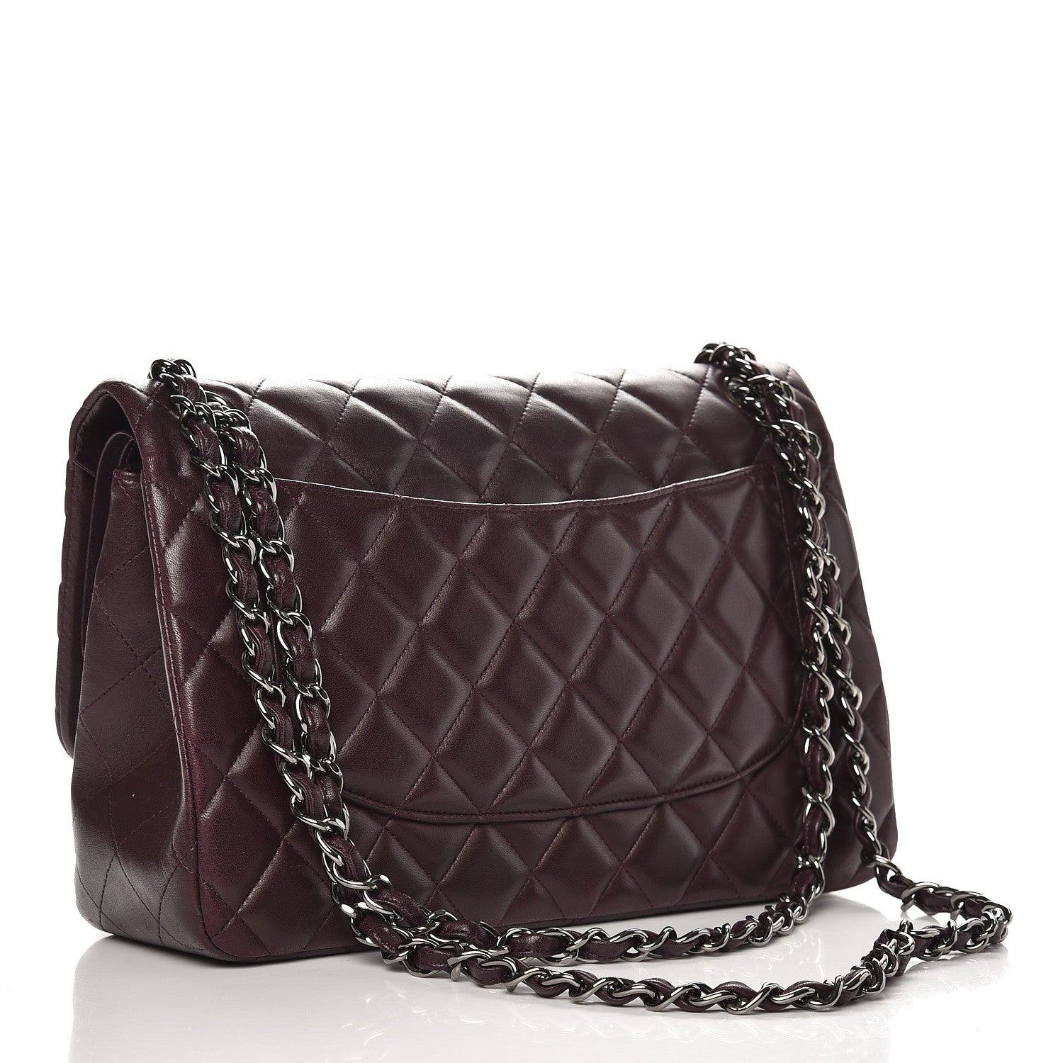 Chanel Lambskin Quilted Jumbo Double Flap Dark Purple 4 of 10