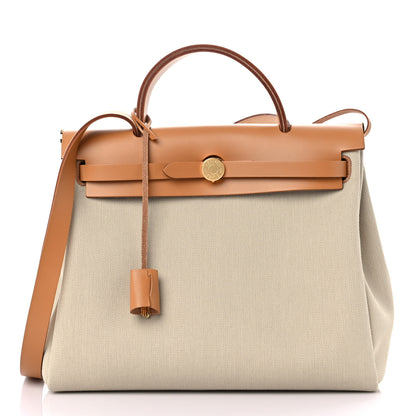 Hermes Vache Hunter Toile Herbag Zip 31 PM Trench Gold 3 of 14