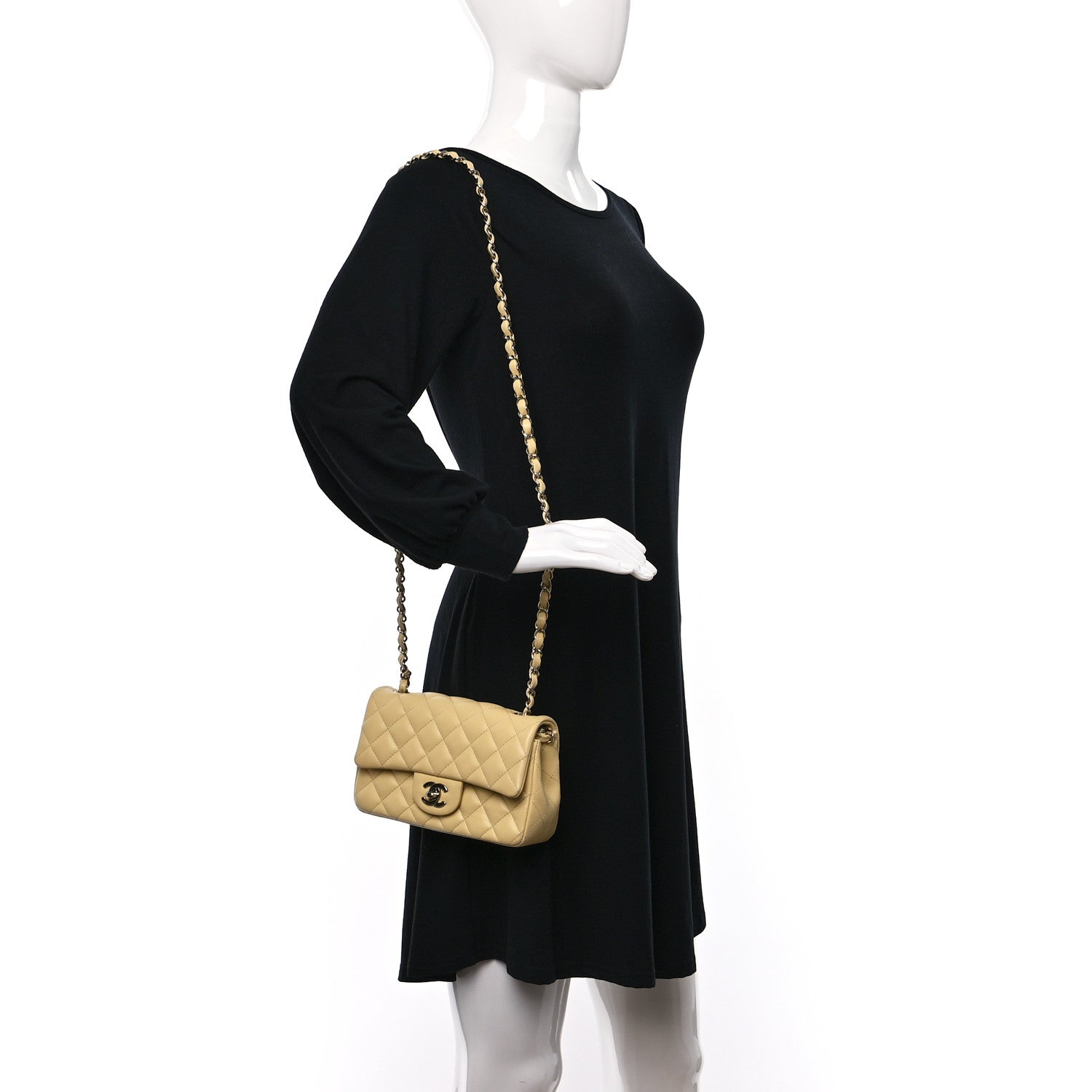 Chanel Lambskin Quilted Mini Rectangular Flap Light Yellow 2 of 9