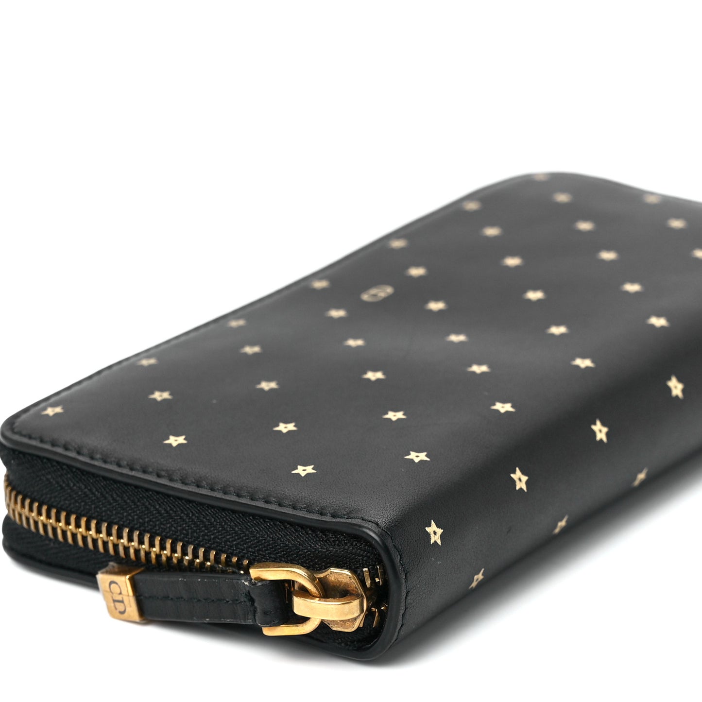 Calfskin Stars Voyageur Zip Around Wallet Black