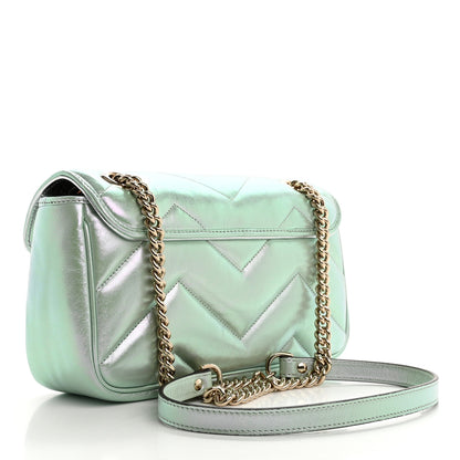 Gucci Iridescent Nappa Chevron Matelasse Small GG Marmont Shoulder Bag Iridescent Snow Light Blue 3 of 10