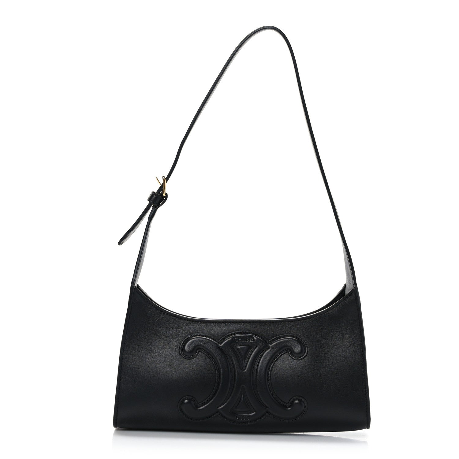 Celine Smooth Calfskin Cuir Triomphe Shoulder Bag Black 1 of 10