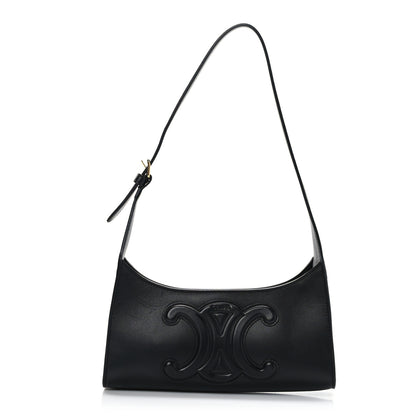 Celine Smooth Calfskin Cuir Triomphe Shoulder Bag Black 1 of 10
