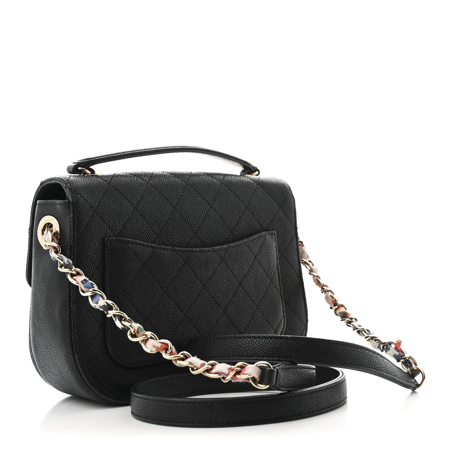 Grained Calfskin Quilted Small Cuba Top Handle Flap Black