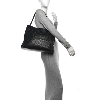 Saint Laurent Crinkled Calfskin Matelasse Monogram Large Niki Shopper Tote Black 2 of 16