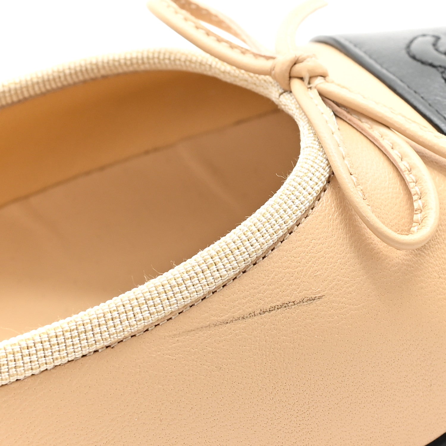 Chanel Lambskin Cap Toe CC Ballerina Flats 41.5 Beige Black 10 of 10