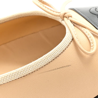Chanel Lambskin Cap Toe CC Ballerina Flats 41.5 Beige Black 10 of 10