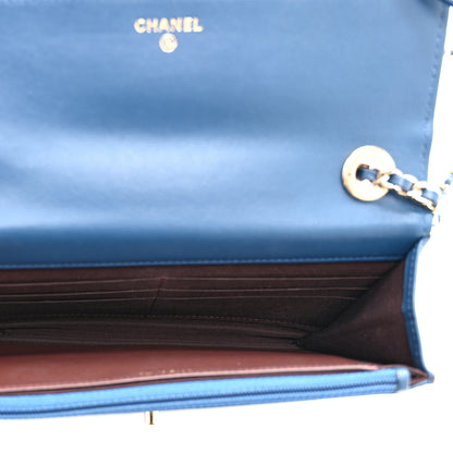 Chanel Lambskin Quilted Trendy CC Wallet On Chain WOC Blue 5 of 14