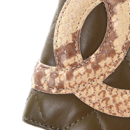 Chanel Calfskin Python Quilted Cambon Bi-Fold Wallet Khaki 11 of 12