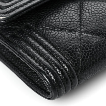 Chanel Caviar Quilted Large Boy Gusset Flap Wallet Black 8 of 9