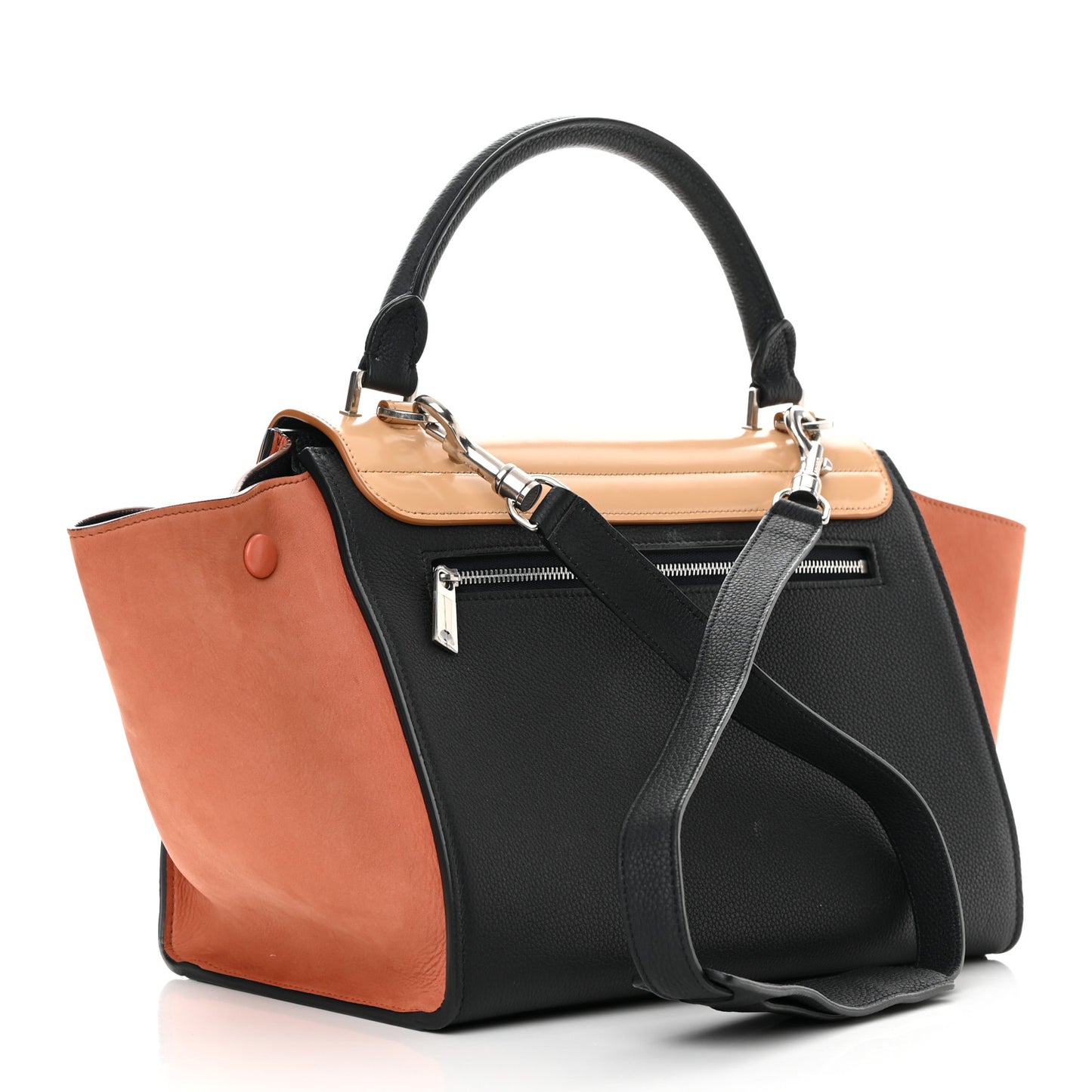 Spazzolato Calfskin Nubuck Small Tri-color Trapeze Nude