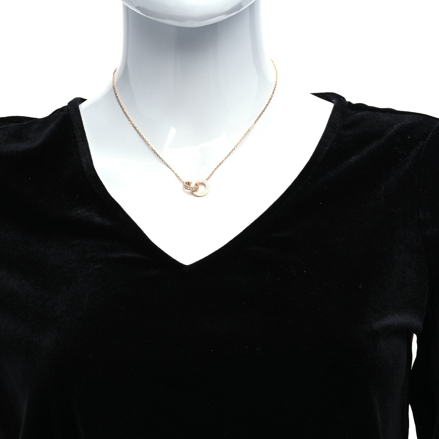 18K Pink Gold Diamond Interlocking LOVE Paved Necklace