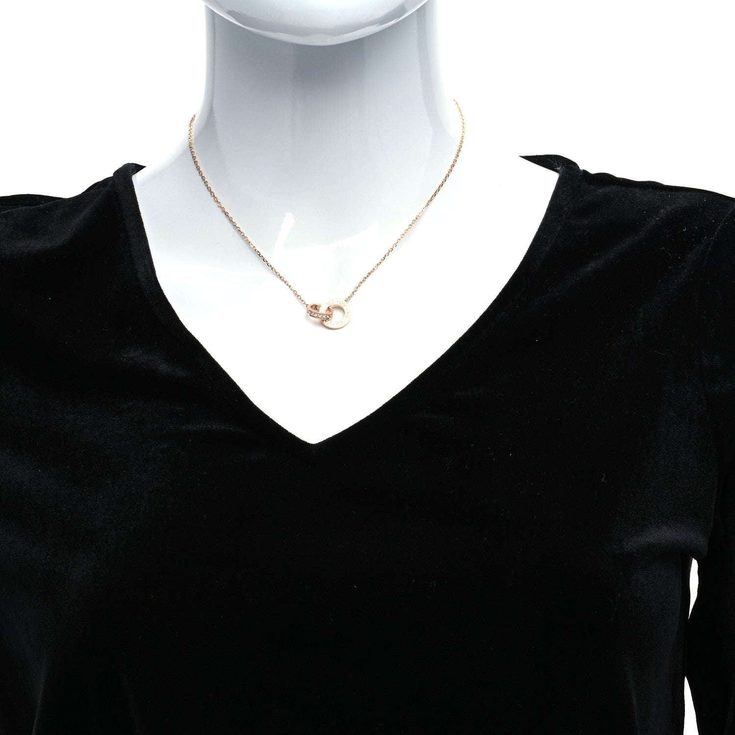 Cartier 18K Pink Gold Diamond Interlocking LOVE Paved Necklace 2 of 6