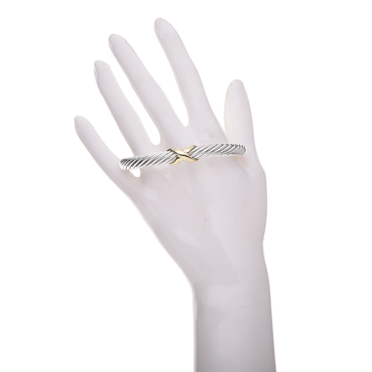 Sterling Silver 14K Yellow Gold 7mm X Station Cable Bracelet