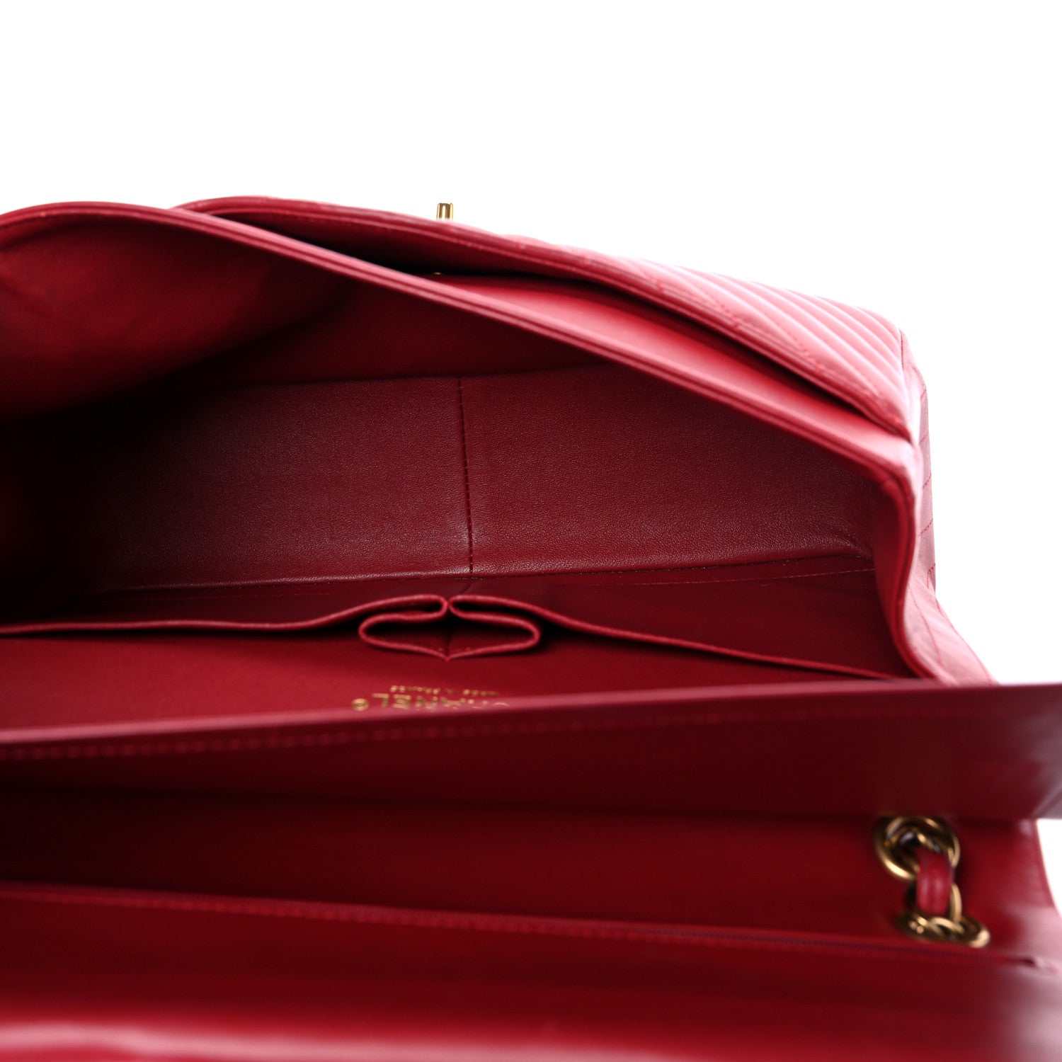 Chanel Lambskin Chevron Quilted Jumbo Double Flap Dark Red 5 of 19