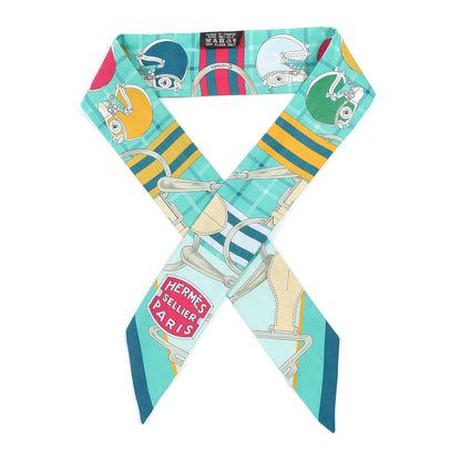 Hermes Silk Tatersale Twilly Canard Menthol Curry 1 of 5