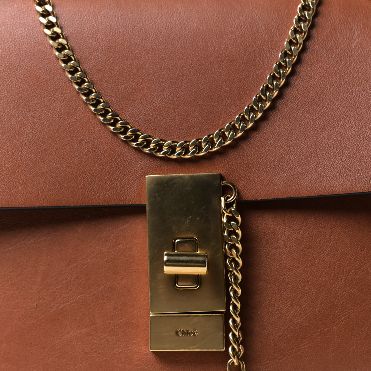 Chloe Calfskin Perforated Mini Drew Shoulder Bag Caramel 6 of 9