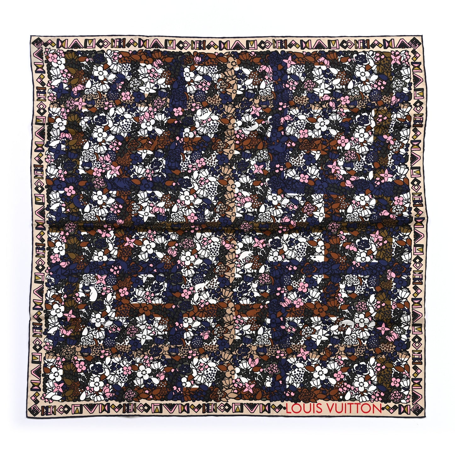 Silk Floral Print Square Scarf Multicolor