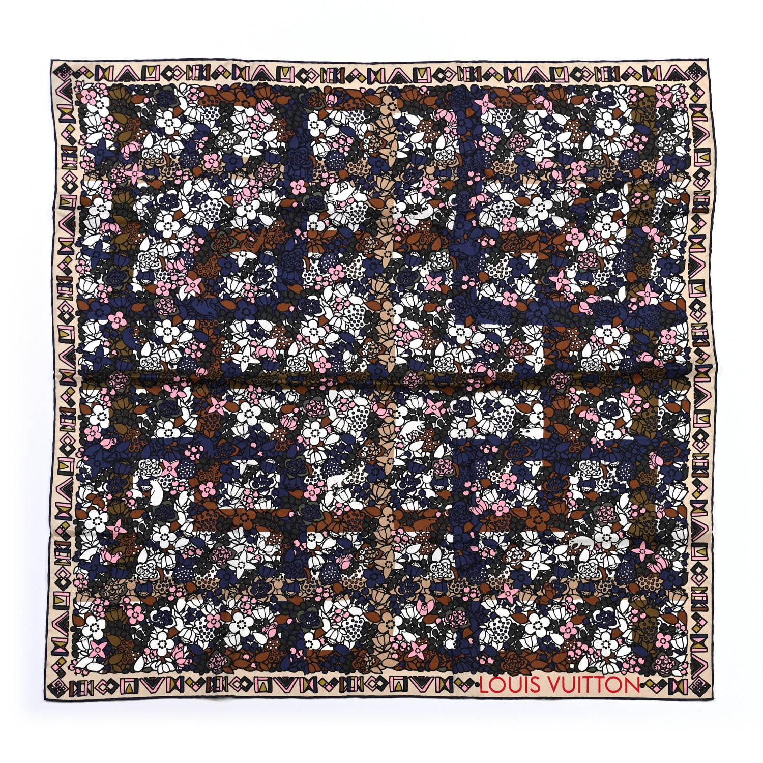 Louis Vuitton Silk Floral Print Square Scarf Multicolor 1 of 3