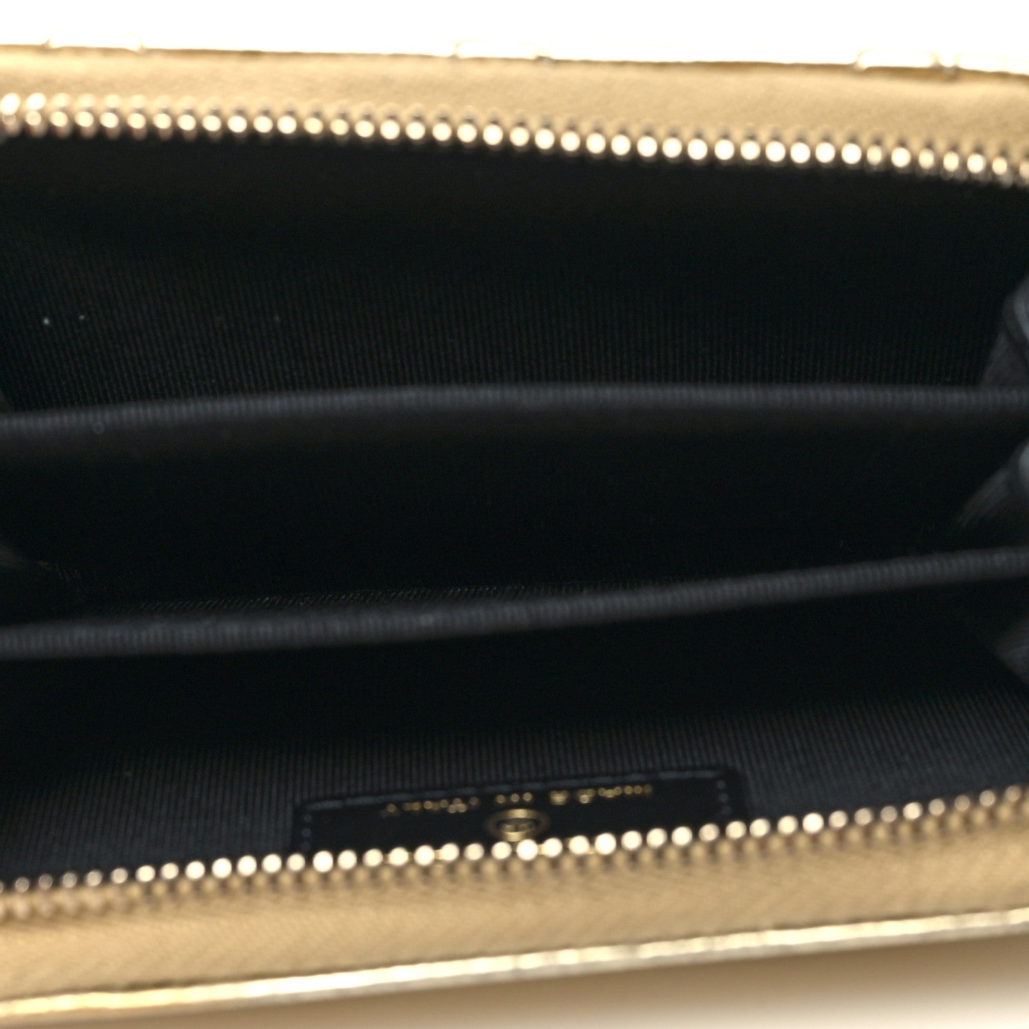 Chanel Hammered Metallic Calfskin Quilted Zip Coin Purse Gold 5 of 10