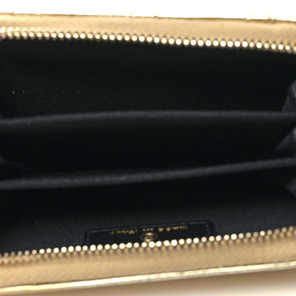 Chanel Hammered Metallic Calfskin Quilted Zip Coin Purse Gold 5 of 10