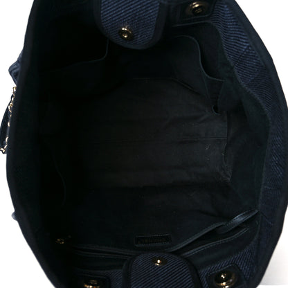 Chanel Mixed Fibers Calfskin Medium Deauville Tote Blue 4 of 11