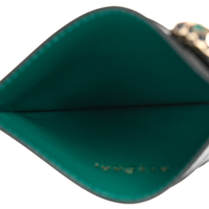 Bulgari Serpenti Calfskin Card Holder Black Emerald Green 5 of 7