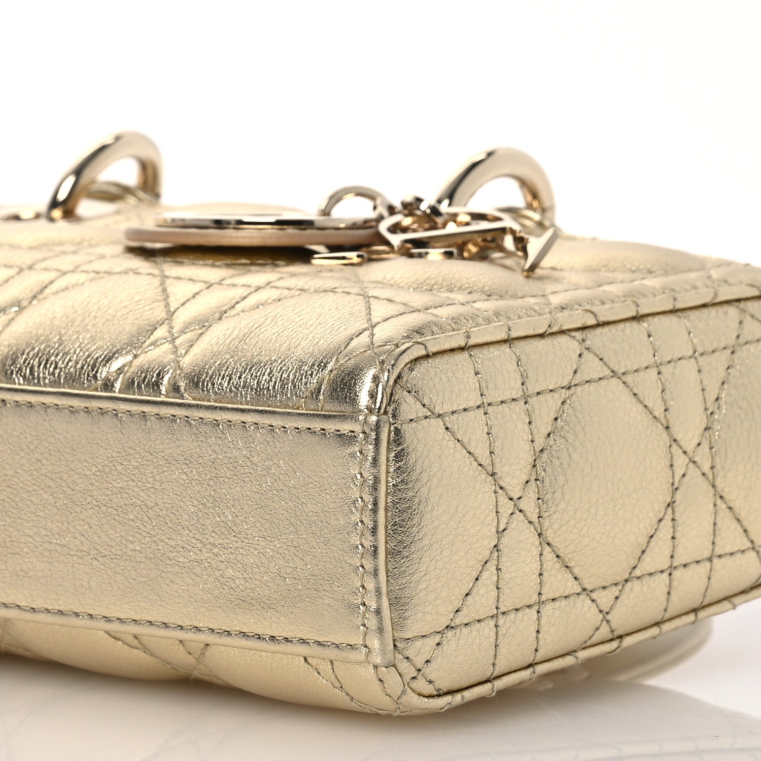 Christian Dior Metallic Lambskin Cannage Small Lady D-Joy Gold 10 of 13