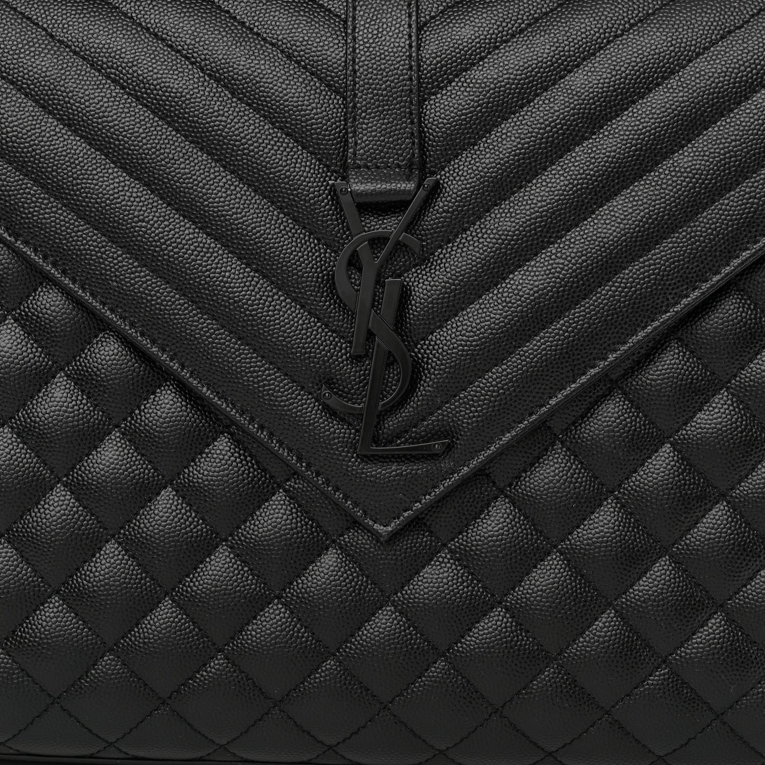 Saint Laurent Grain De Poudre Textured Mixed Matelasse Large Triquilt Monogram Monochrome Satchel Black 8 of 13