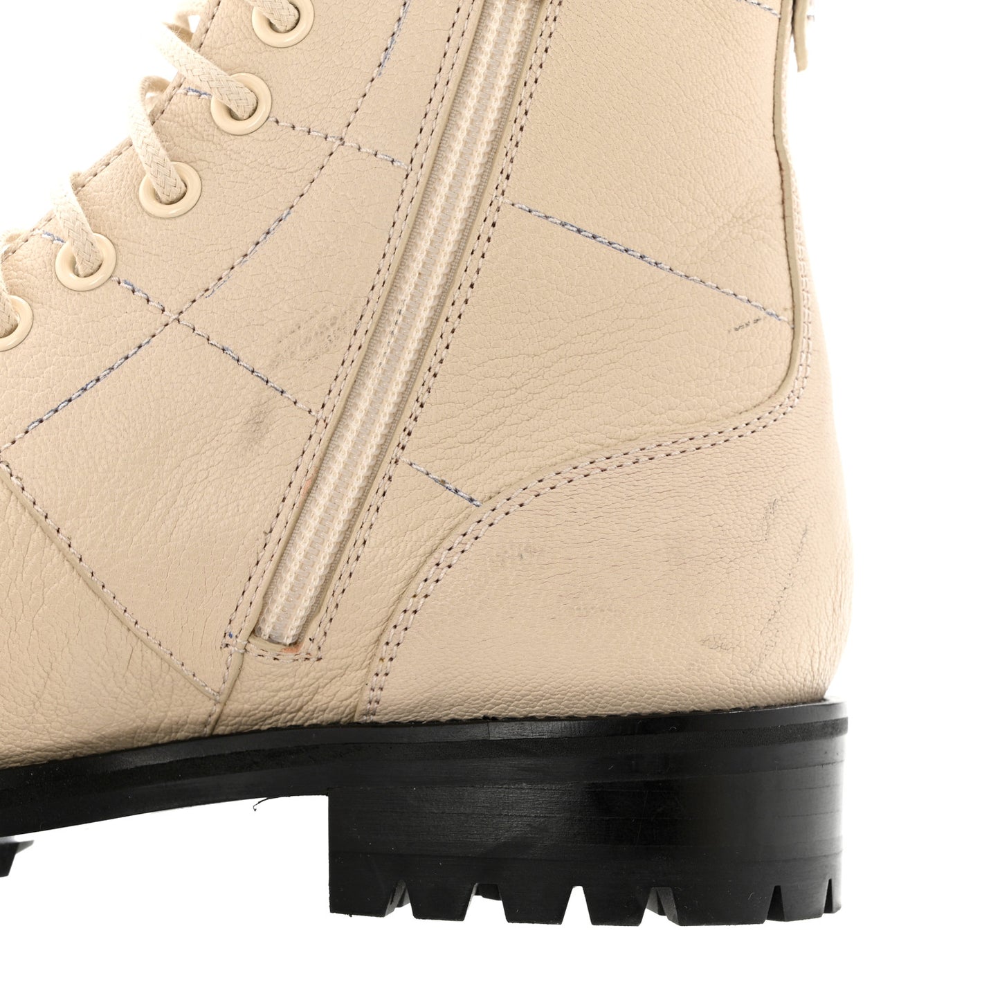 Grainy Calfskin Cruz Flat Ankle Booties 38.5 Cream