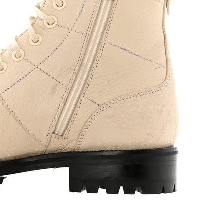 Jimmy Choo Grainy Calfskin Cruz Flat Ankle Booties 38.5 Cream 9 of 10