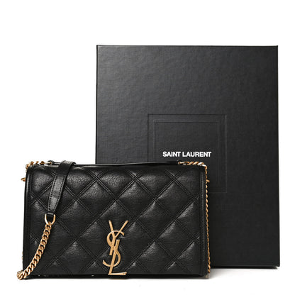 Saint Laurent Lambskin Diamond Quilted Becky Chain Wallet Black 13 of 13
