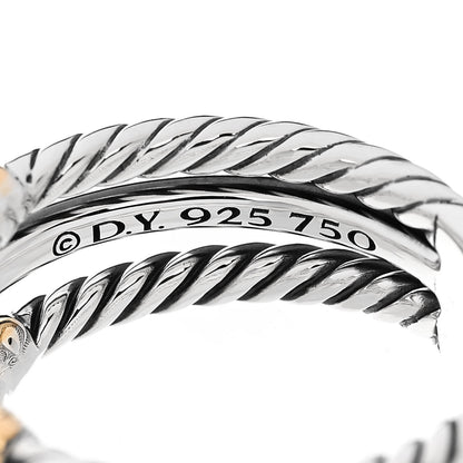 David Yurman Sterling Silver 18K Yellow Gold Diamond Petite Helena Wrap Three Row Ring 60 9 4 of 4