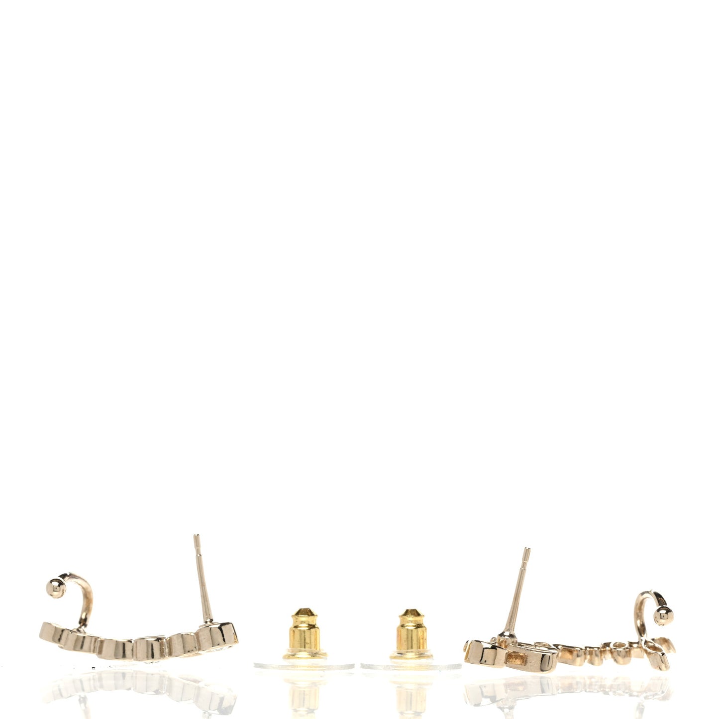 Metal Crystal Coco Script CC Climber Earrings Gold