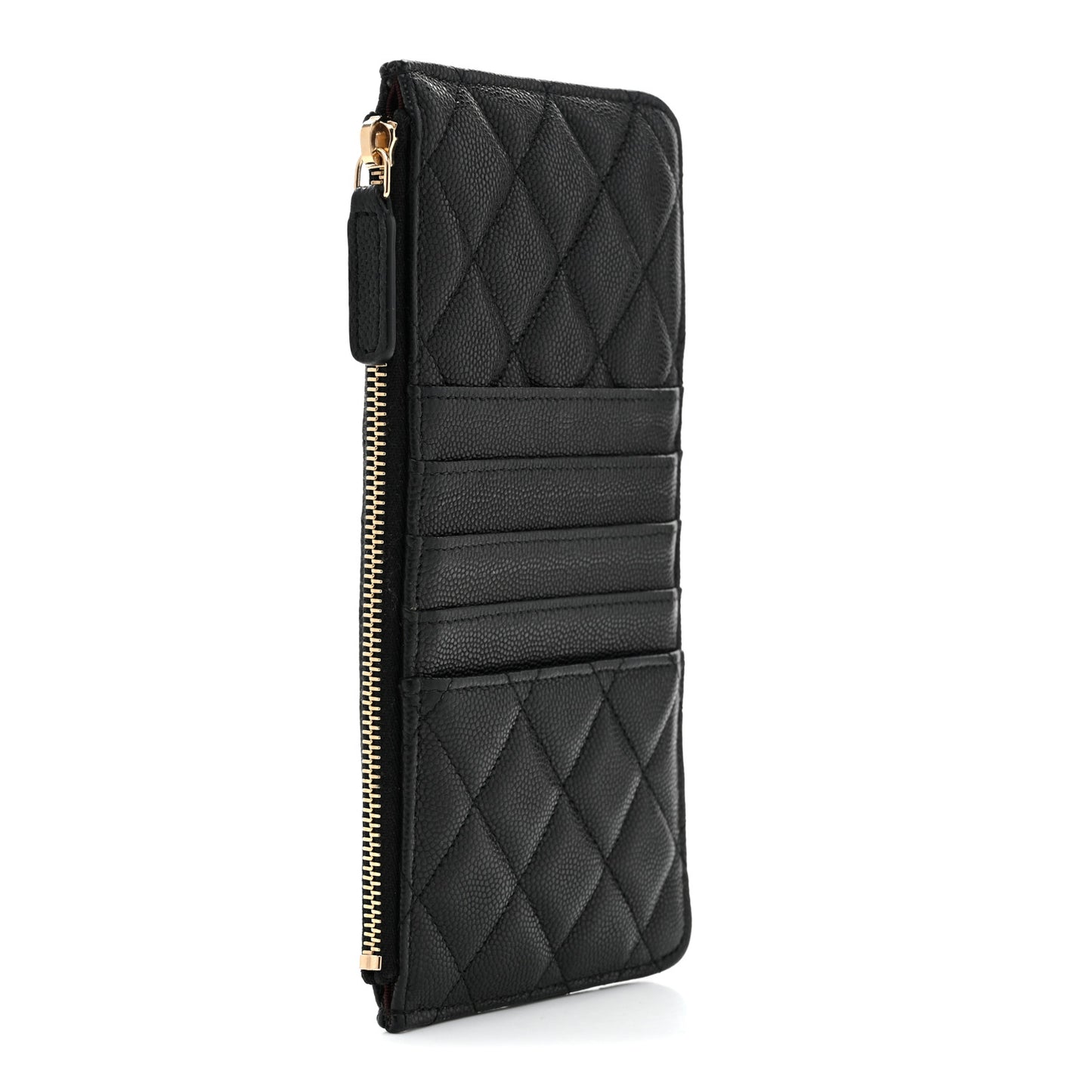 Caviar Quilted Classic Flat Wallet Pouch Black